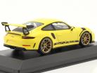 Porsche 911 (991 II) GT3 RS 2018 amarillo de carreras / dorado llantas 1:43 Minichamps