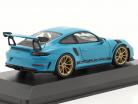 Porsche 911 (991 II) GT3 RS 2018 miami blue / golden rims 1:43 Minichamps
