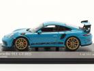 Porsche 911 (991 II) GT3 RS 2018 bleu de Miami / doré jantes 1:43 Minichamps