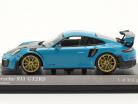 Porsche 911 (991 II) GT2 RS 2018 Miami blå / gylden fælge 1:43 Minichamps