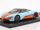 McLaren Speedtail Año de construcción 2020 naranja / azul golfo Con Escaparate 1:18 Tecnomodel