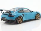 Porsche 911 (991 II) GT2 RS Weissach pakker 2017 miami blå / gylden fælge 1:18 AUTOart