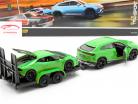 3-Car Set Lamborghini Urus Con Remolque y Lamborghini Huracan verde 1:24 Maisto