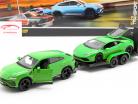 3-Car Set Lamborghini Urus Con Remolque y Lamborghini Huracan verde 1:24 Maisto