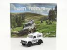 Set: 本 Landy forever & Land Rover Defender 白 / 黒 1:38 Welly