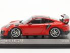 Porsche 911 (991 II) GT2 RS Paquete Weissach 2018 guardias rojo / plata llantas 1:43 Minichamps