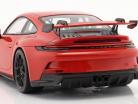 Porsche 911 (992) GT3 2021 guards red / black rims 1:18 Minichamps