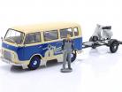 Ford FK 1000 Bus "Vespa" mit Anhänger und Vespa blau / weiß 1:43 Schuco