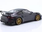Porsche 911 (991 II) GT2 RS Paquete Weissach 2018 púrpura metálico / los dorados llantas 1:18 Minichamps