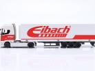 Scania Полуприцеп грузовик с полуприцеп "Eibach" белый / красный 1:43 Bburago