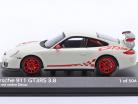 Porsche 911 (997.II) GT3 RS 3.8 Baujahr 2009 weiß mit rotem Dekor 1:43 Minichamps