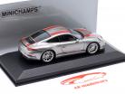 Porsche 911 (991) R year 2016 silver / red 1:43 Minichamps