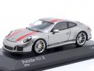 Porsche 911 (991) R 築 2016 銀 / 赤 1:43 Minichamps