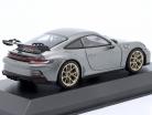 Porsche 911 (992) GT3 2021 grigio agata metallico / d'oro cerchi 1:43 Minichamps