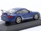 Porsche 911 (997 II) GT3 RS 3.8 Baujahr 2009 blau metallic mit Dekor 1:43 Minichamps