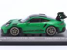 Porsche 911 (992) GT3 RS Pacote Weissach 2023 verde / dourado aros 1:43 Minichamps