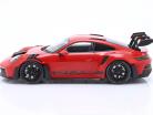 Porsche 911 (992) GT3 RS year 2023 red / black rims 1:18 Minichamps
