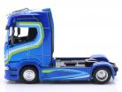 Scania S730 Highline Cab Sattelzugmaschine blau metallic mit Dekor 1:43 Bburago