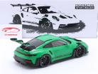 Porsche 911 (992) GT3 RS Ano de construção 2023 verde / preto aros 1:18 Minichamps