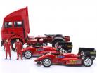 Set Renntransporter mit Ferrari 126C4 #27, #28 Monaco GP Formel 1 1984 1:43 Brumm