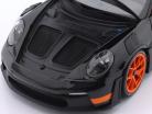 Porsche 911 (992) GT3 RS year 2022 black / orange rims 1:18 Minichamps