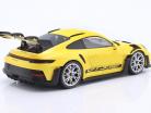 Porsche 911 (992) GT3 RS year 2023 yellow / silver rims 1:18 Minichamps