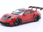 Porsche 911 (992) GT3 RS пакет Вайссах 2022 красный / черный автомобильные диски 1:18 Minichamps