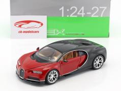 Bugatti Chiron Bouwjaar 2017 rood / zwart 1:24 Welly