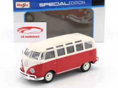 Volkswagen VW Samba bus rood / wit 1:24 Maisto