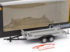 trailer Anhænger autotransport med tandemaksel sølv 1:43 Cararama