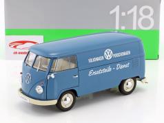 Volkswagen VW T1 Bus Service de pièces de rechange année de construction 1963 bleu / blanc 1:18 Welly