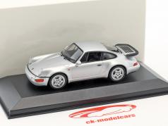 Porsche 911 (964) Turbo Bouwjaar 1990 zilver metalen 1:43 Minichamps