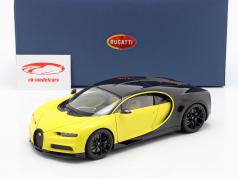 Bugatti Chiron ano de construção 2017 amarelo / preto 1:18 AUTOart