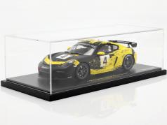Porsche 718 Cayman GT4 Clubsport 2019 黄色 / 黒 とともに ショーケース 1:18 Minichamps