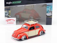 Volkswagen VW 甲虫 建造年份 1951 红 / 奶油 白 1:18 Maisto