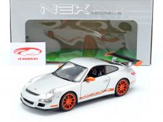 Porsche 911 (997) GT3 RS Coupe Ano de construção 2007 cinza prateado / laranja 1:18 Welly