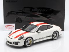 Porsche 911 (991) R Baujahr 2016 weiß mit roten Streifen 1:12 Minichamps