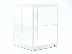 vetrina con illuminazione a LED, specchio e piatto per scala 1:18 bianco Triple9