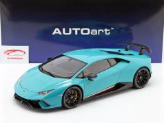 Lamborghini Huracan Performante Año de construcción 2017 luz azul 1:12 AUTOart
