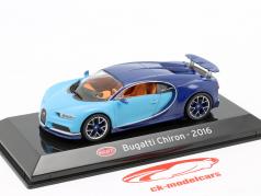 Bugatti Chiron Bouwjaar 2016 licht blauw / donker blauw 1:43 Altaya