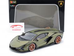 Lamborghini Sian FKP 37 Год постройки 2020 мат оливково-зеленый 1:18 Bburago