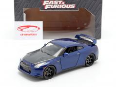 Nissan GT-R (R35) Ano 2009 Fast and Furious 7 2015 azul escuro 1:24 Jada Toys