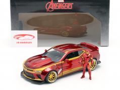 Chevrolet Camaro 2016 avec figure Iron Man Marvel's The Avengers rouge / or 1:24 Jada Toys