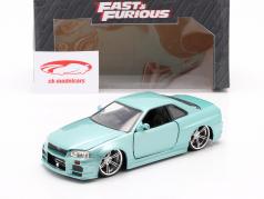 Brian's Nissan Skyline GT-R 1999 Fast & Furious 浅绿色 金属的 1:24 Jada Toys