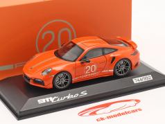 Porsche 911 Turbo S China 20 Aniversário Edição golfo laranja 1:43 Minichamps