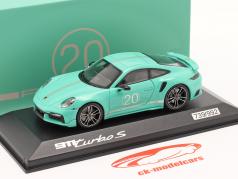 Porsche 911 Turbo S China 20 Aniversário Edição hortelã verde 1:43 Minichamps