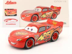 Lightning McQueen #95 Disney 电影 Cars 红色的 和 展示柜 1:18 Schuco