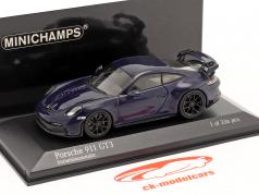 Porsche 911 (992) GT3 bouwjaar 2020 gentiaanblauw metalen 1:43 Minichamps