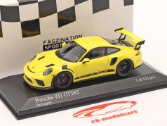 Porsche 911 (991 II) GT3 RS 2018 гоночный желтый / чернить автомобильные диски 1:43 Minichamps