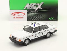 Volvo 240 GL 警察 デンマーク 建設年 1986 白い 1:24 Welly